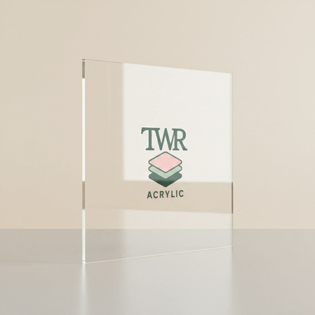 clear Acrylic panel with 'TWR Acrylic' branding on a neutral background