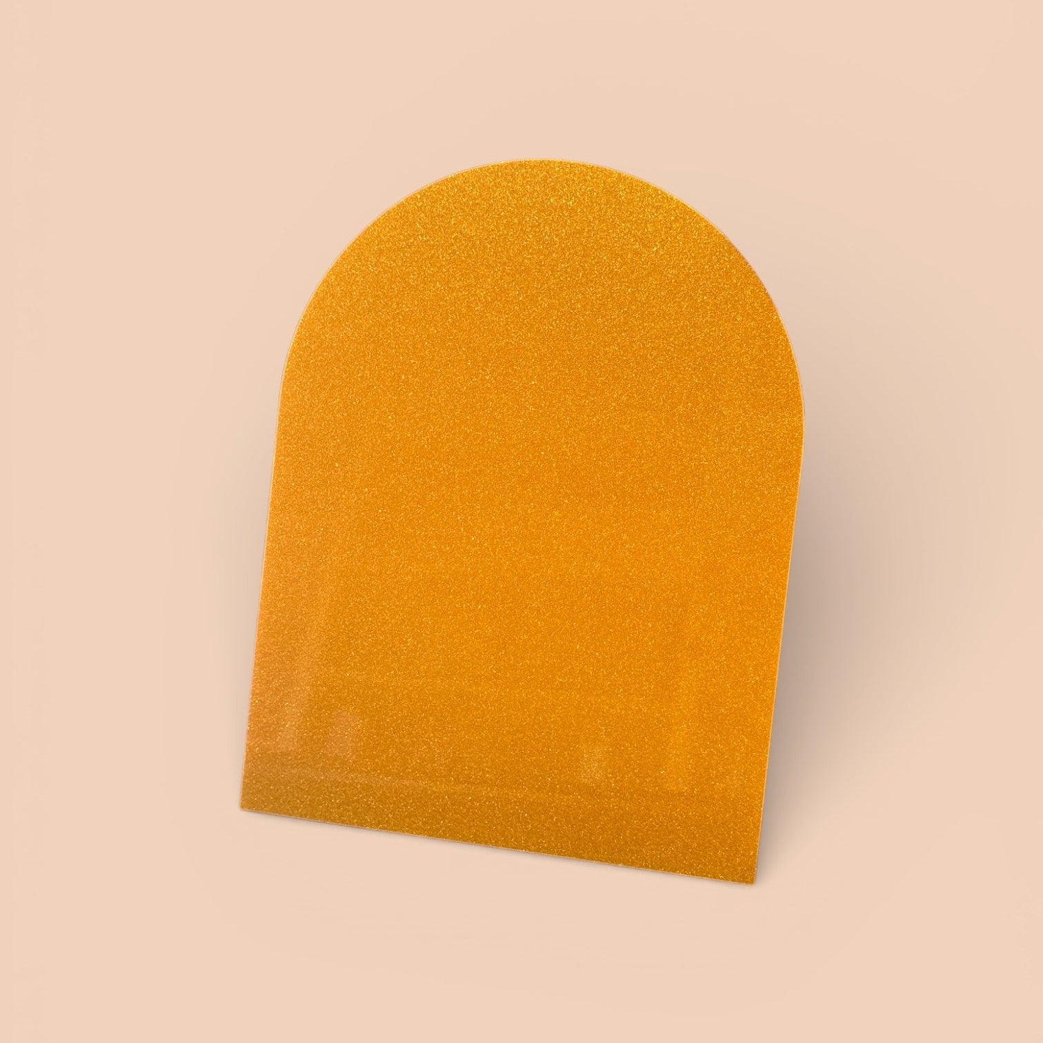 Gold Shimmer Arch Acrylic Blank on a beige background