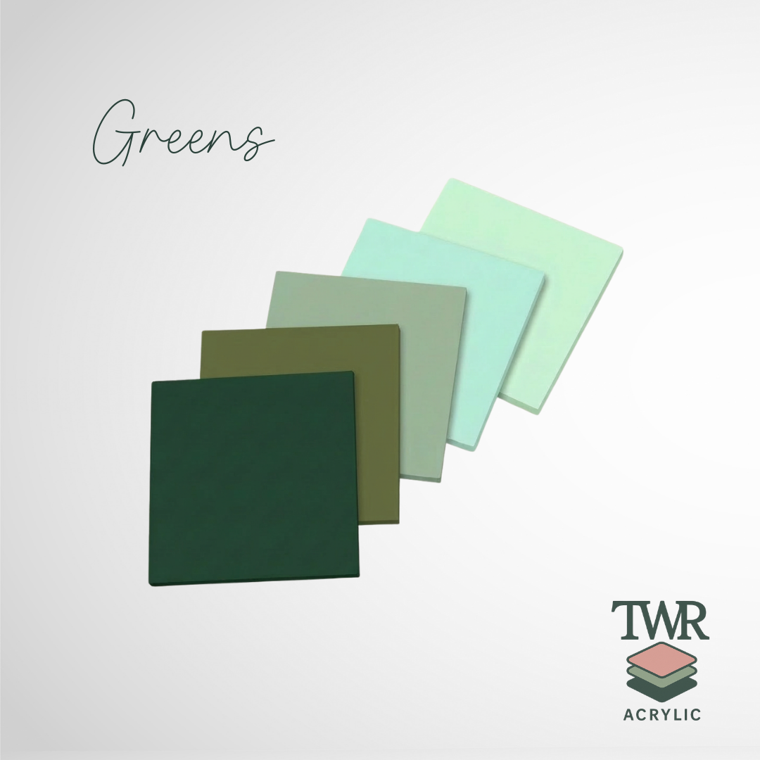 Greens Acrylic Sample Pack - Dual Sided Matte/Gloss (3mm)