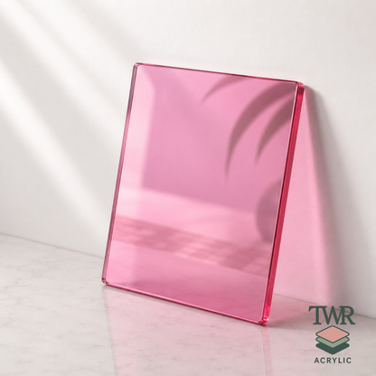 Rose Quartz Translucent Cast Acrylic Sheets (3mm) Gloss Finish